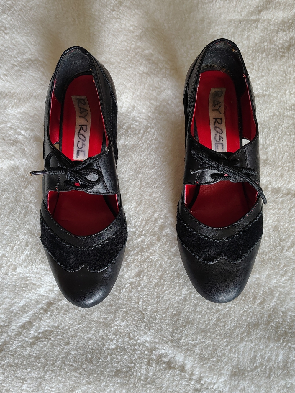 Ray Rose Black Lace-Up Leather Women's Ballroom Dance Shoes Size 6.5